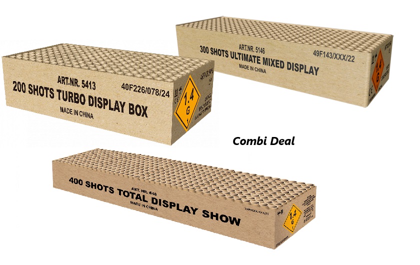 Combi deal 200, 300 en 400 Shots Total Display Show